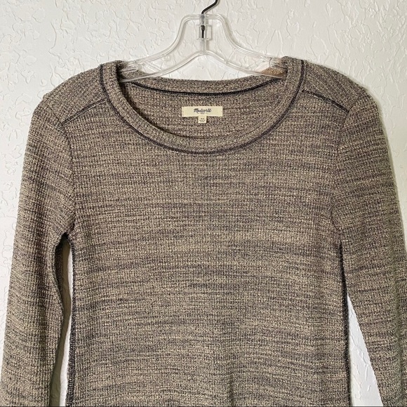 Madewell Thermal Side-Button Tee Rib Marled Tan Size XS - Picture 3 of 11